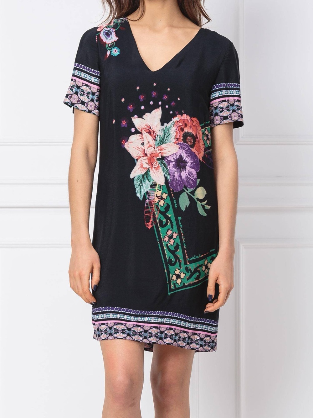 DESIGUAL | Barta V Neck Floral Shift Dress Size 40 / US10